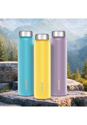Borosil Apex Stainless Steel Water Bottle Set | 1 L | 1.1 Qt | Pack of 3 | Leak Proof