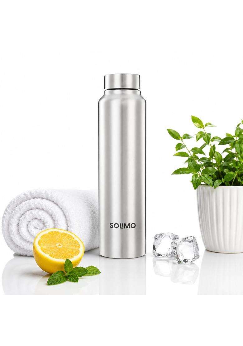 Solimo Bottle Stainless Steel Water Bottle | 1000 ml | 33.8 fl oz | Pack of 6 | Leak Proof - Indya