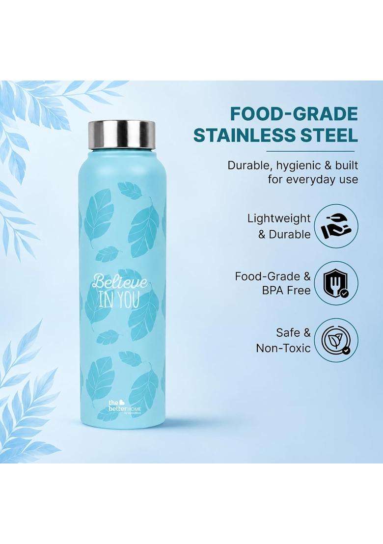 The Better Home Stainless Steel Water Bottle | 1 L | 1.1 Qt | Pack of 3 | BPA Free | Leak Proof | Rust Resistant - Indya