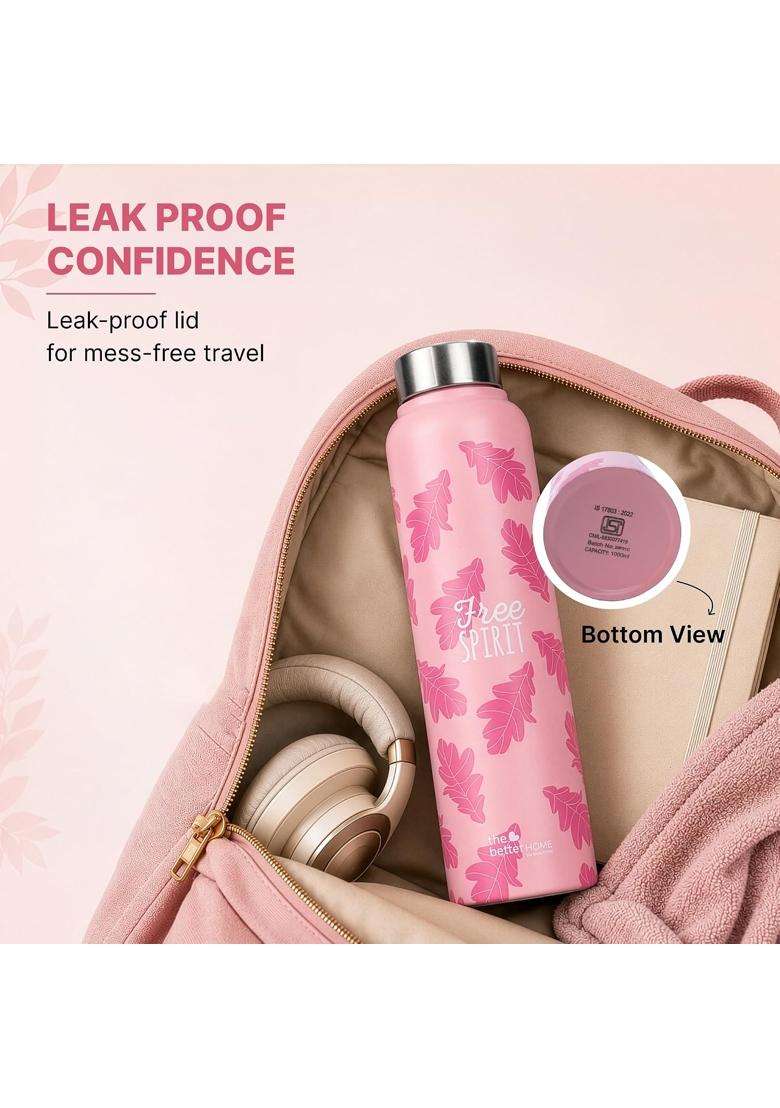 The Better Home Stainless Steel Water Bottle | 1 L | 1.1 Qt | Pack of 3 | BPA Free | Leak Proof | Rust Resistant - Indya