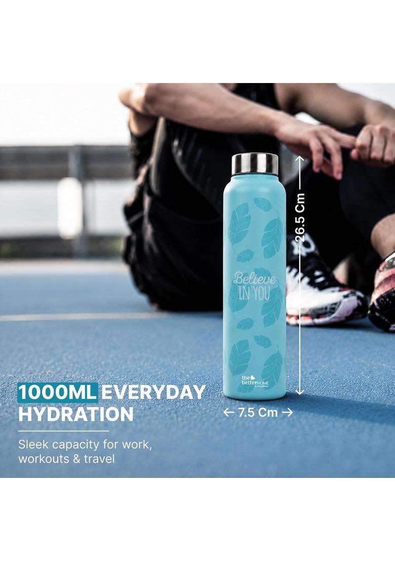 The Better Home Stainless Steel Water Bottle | 1 L | 1.1 Qt | Pack of 3 | BPA Free | Leak Proof | Rust Resistant - Indya