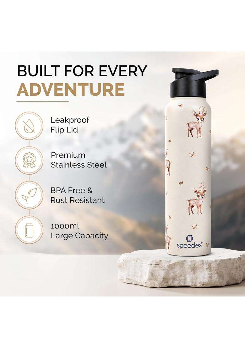 Speedex Stainless Steel Water Bottle | 1 L | 1.1 Qt | Leak Proof - Indya