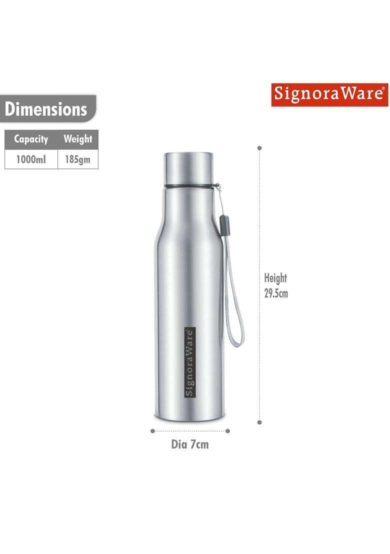 SIGNORA WARE SignoraWare Blaze Single Walled ISI Certified Stainless Steel Bottle | 1 L | 1.1 Qt | Leak Proof - Indya