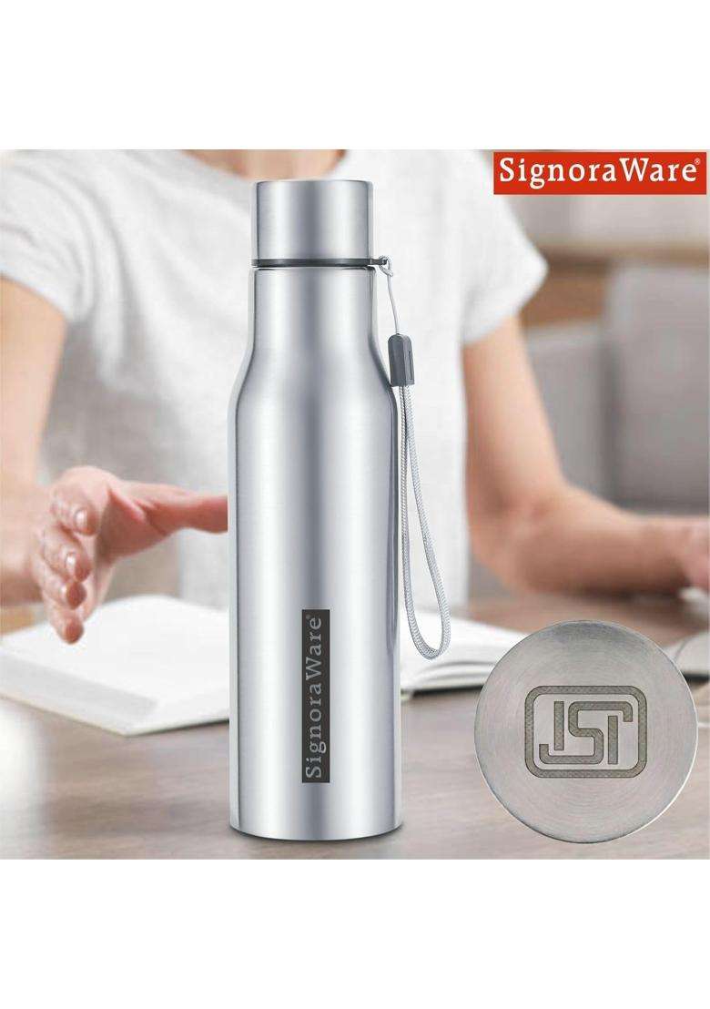 SIGNORA WARE SignoraWare Blaze Single Walled ISI Certified Stainless Steel Bottle | 1 L | 1.1 Qt | Leak Proof - Indya