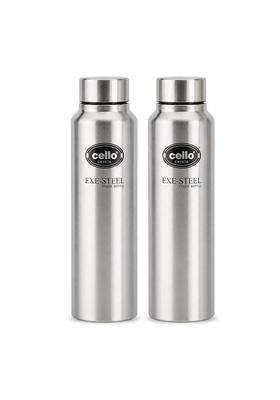 CELLO Crysta Stainless Steel Water Bottle for Daily Use Pcs Silver | 1000 ml | 33.8 fl oz | 2-Piece Set | Leak Proof | Rust Resistant