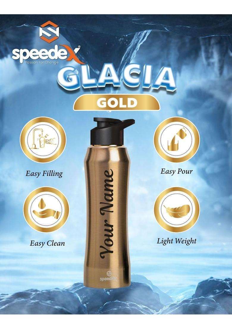Speedex Stainless Steel Glacia Customised Gold Water Bottle with Sipper Cap Leak-Proof | 1 L | 1.1 Qt - Indya