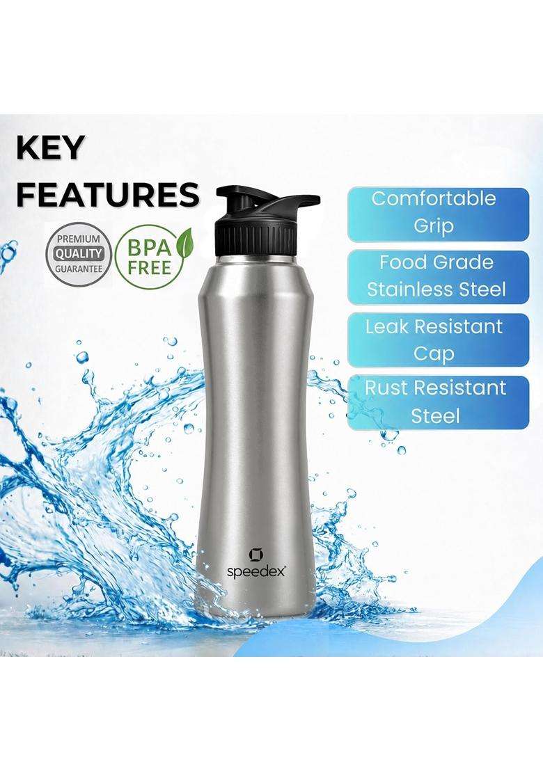 Speedex Stainless Steel Water Bottle | 1 L | 1.1 Qt | 3-Piece Set | Leak Proof - Indya