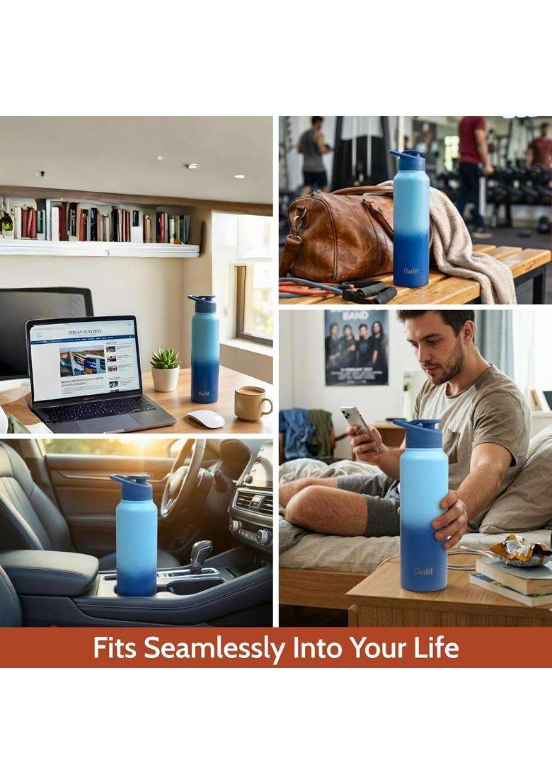 Clazkit Dual Colored Stainless Steel Water Bottle | 1000 ml | 33.8 fl oz | Leak Proof - Indya