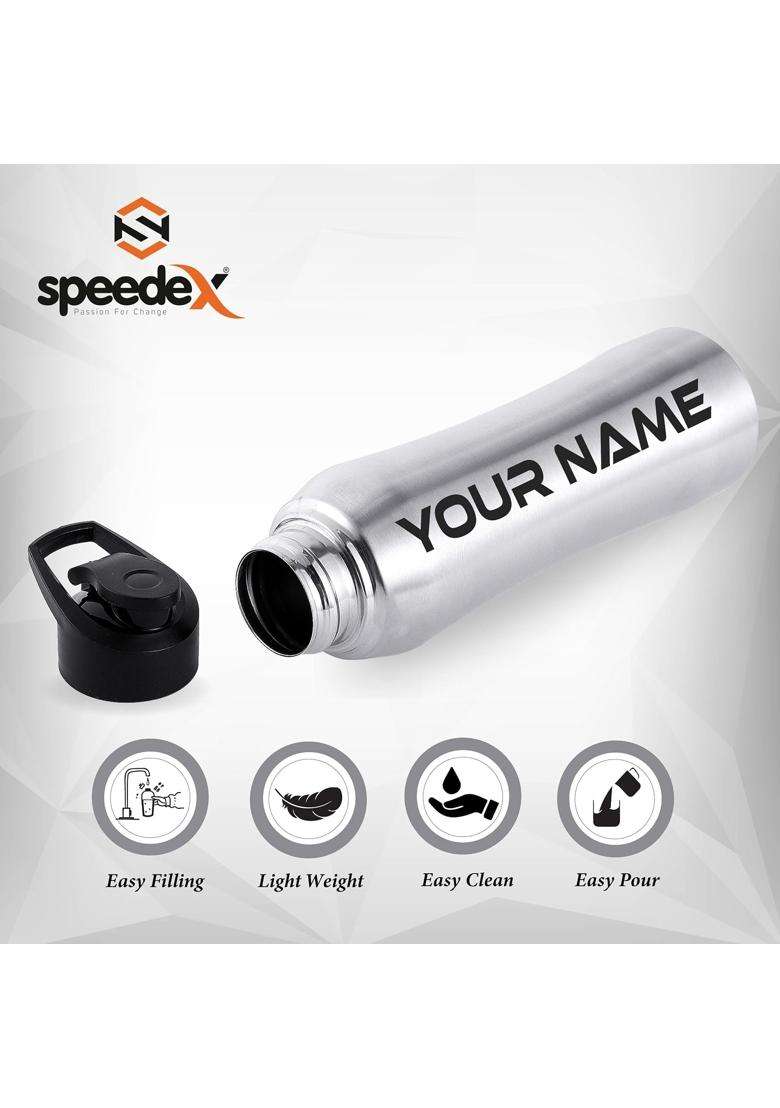 Speedex Stainless Steel Customised Matt Water Bottle with Sipper Cap | 1 L | 1.1 Qt | Leak Proof - Indya