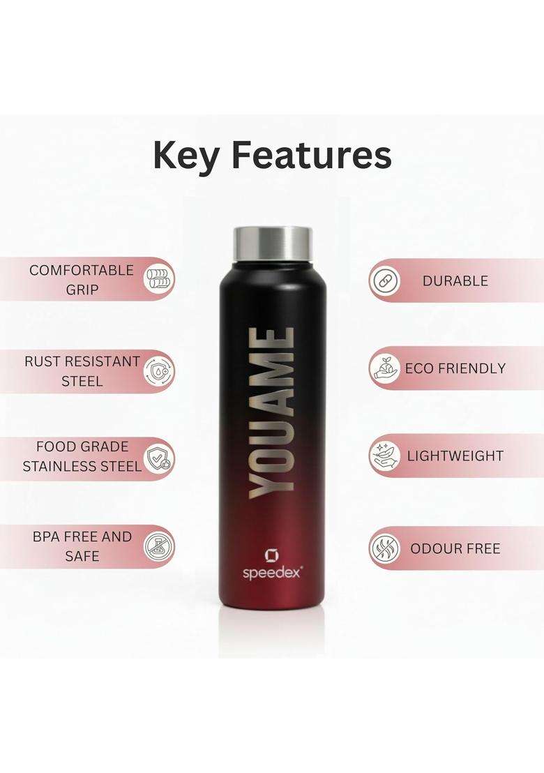 Speedex Customised Engraved Name Stainless Steel Water Bottle | 1 L | 1.1 Qt - Indya