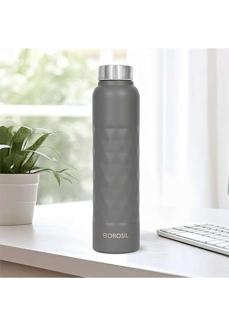 Borosil Prism Grey Stainless Steel Water Bottle | 1 L | 1.1 Qt - Indya