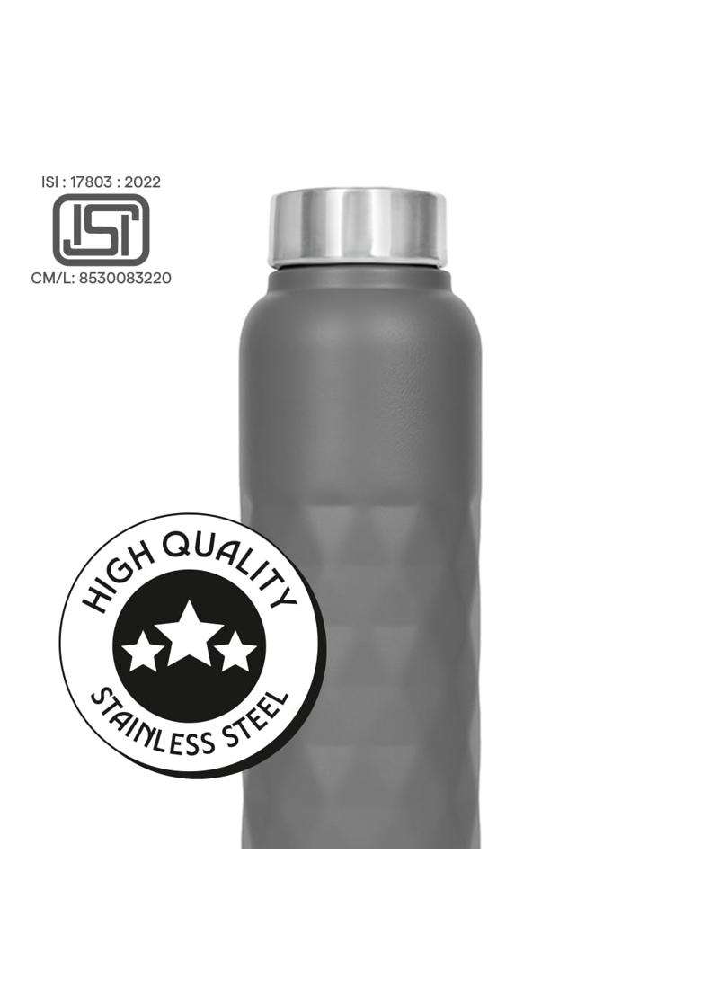 Borosil Prism Grey Stainless Steel Water Bottle | 1 L | 1.1 Qt - Indya