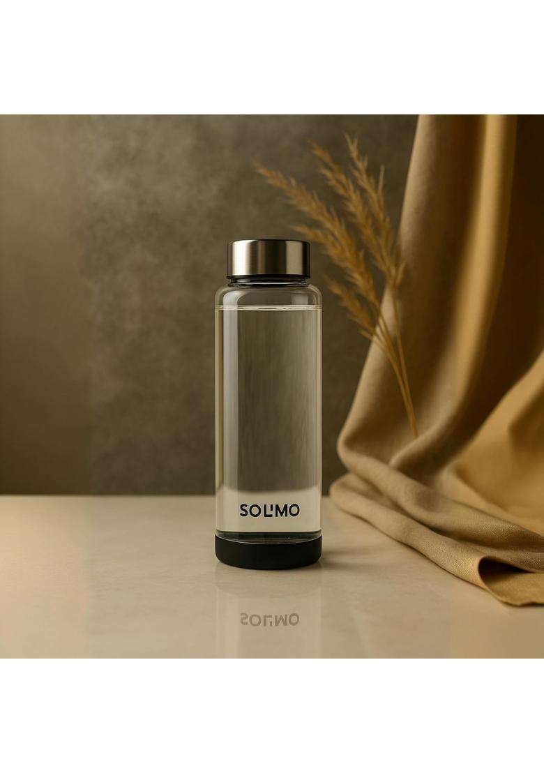 Solimo Amazon Brand Solimo Borosilicate Glass Fridge Water Bottle | 500 ml | 16.9 fl oz | Non-Toxic | Leak Proof - Indya