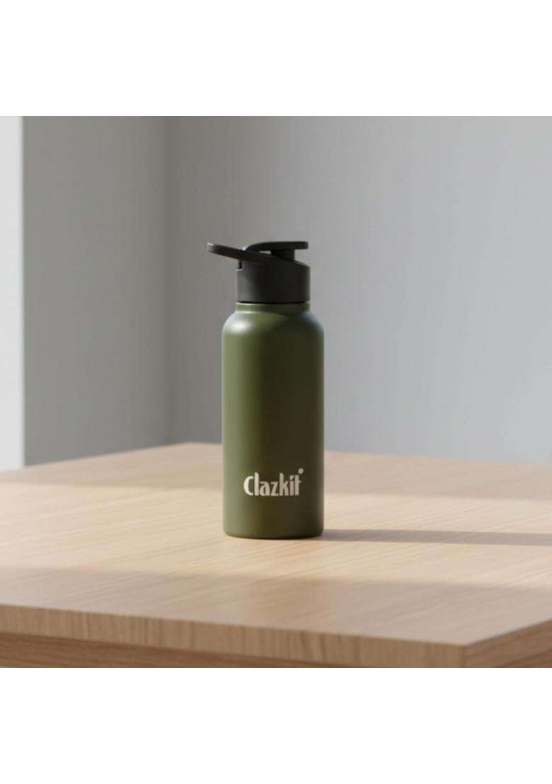 Clazkit Alpha Sporty Stainless Steel Water Bottle Single Wall | 500 ml | 16.9 fl oz | Leak Proof - Indya