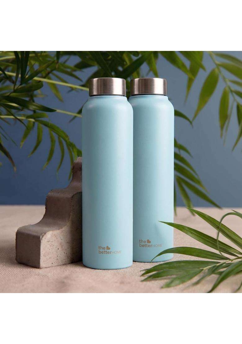 The Better Home Stainless Steel Water Bottle | 1 L | 1.1 Qt | Pack of 2 | BPA Free | Non-Toxic | Leak Proof | Rust Resistant - Indya