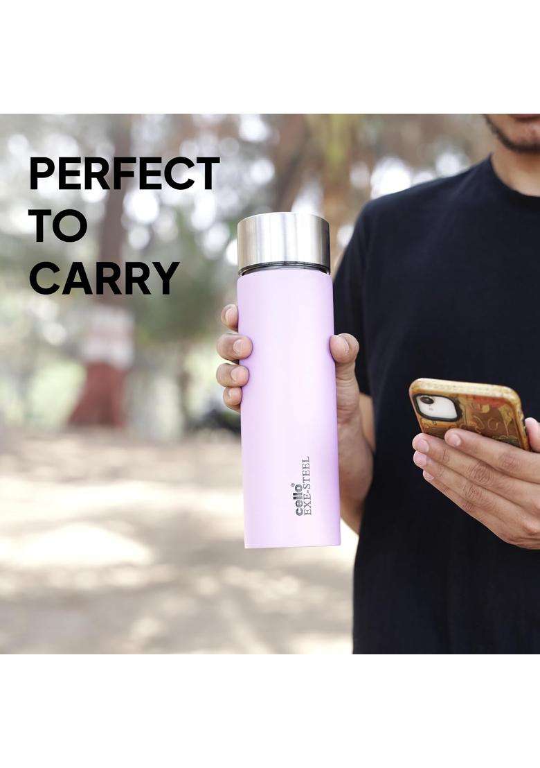 CELLO H2O Matt Stainless Steel Water Bottle for Office and Daily Use Pink | 1000 ml | 33.8 fl oz | Leak Proof | Rust Resistant - Indya