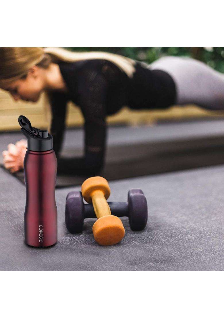 Borosil Hydra Grip N Sip Stainless Steel Water Bottle | 1000 ml | 33.8 fl oz | Leak Proof - Indya