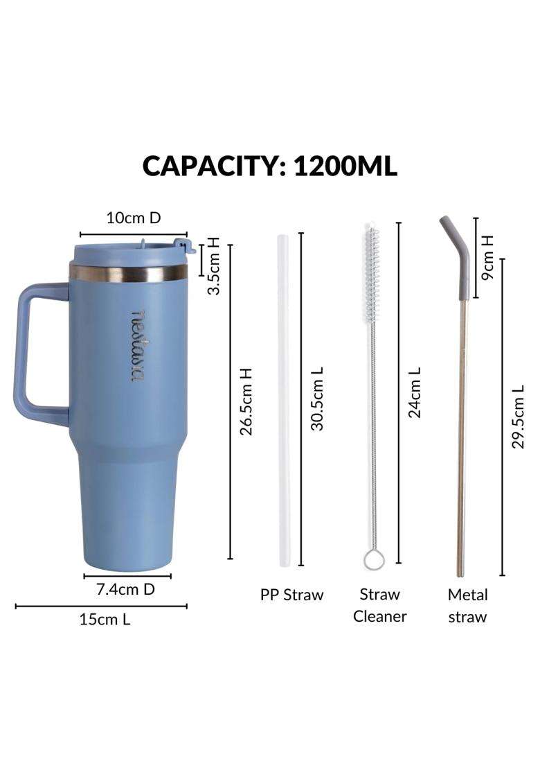 Nestasia GripSip40 Tumbler with Straw and Side Handle | 1.2 L | 1.3 Qt | Leak Proof | Insulated - Indya