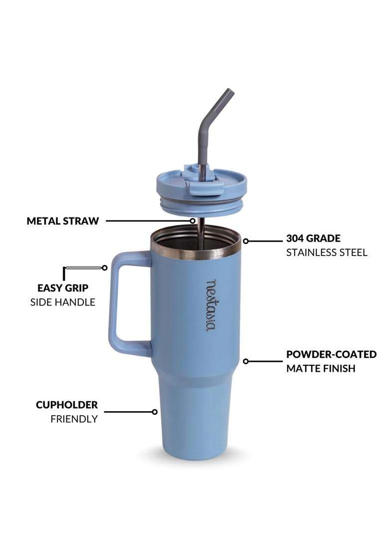 Nestasia GripSip40 Tumbler with Straw and Side Handle | 1.2 L | 1.3 Qt | Leak Proof | Insulated - Indya