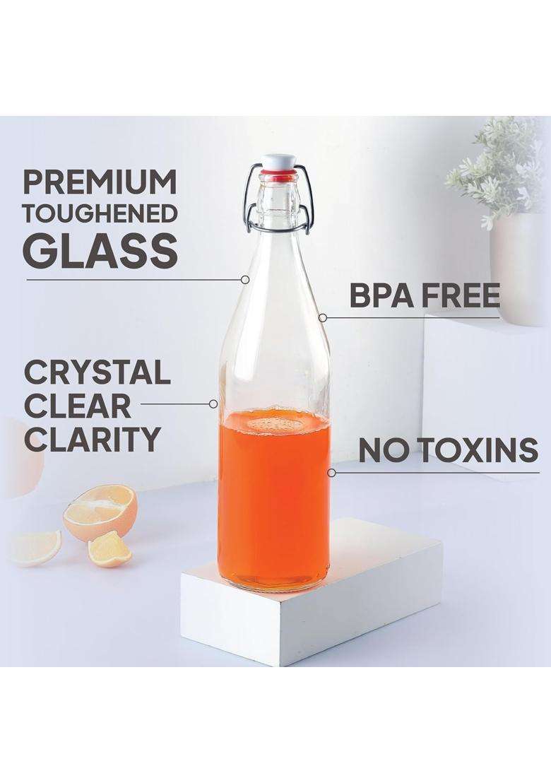 CELLO Aquaria Glass Water Bottle for Daily Use | 1000 ml | 33.8 fl oz | Lead Free | Leak Proof - Indya