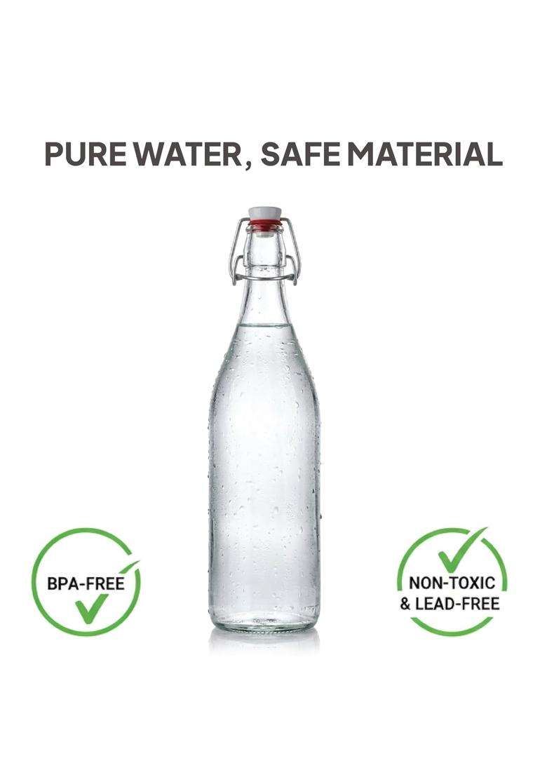 CELLO Aquaria Glass Water Bottle for Daily Use | 1000 ml | 33.8 fl oz | Lead Free | Leak Proof - Indya