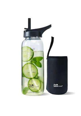 The Better Home Borosilicate Sipper Water Bottle with Anti Slip Cover Sleeve | 1 L | 1.1 Qt | BPA Free | Leak Proof