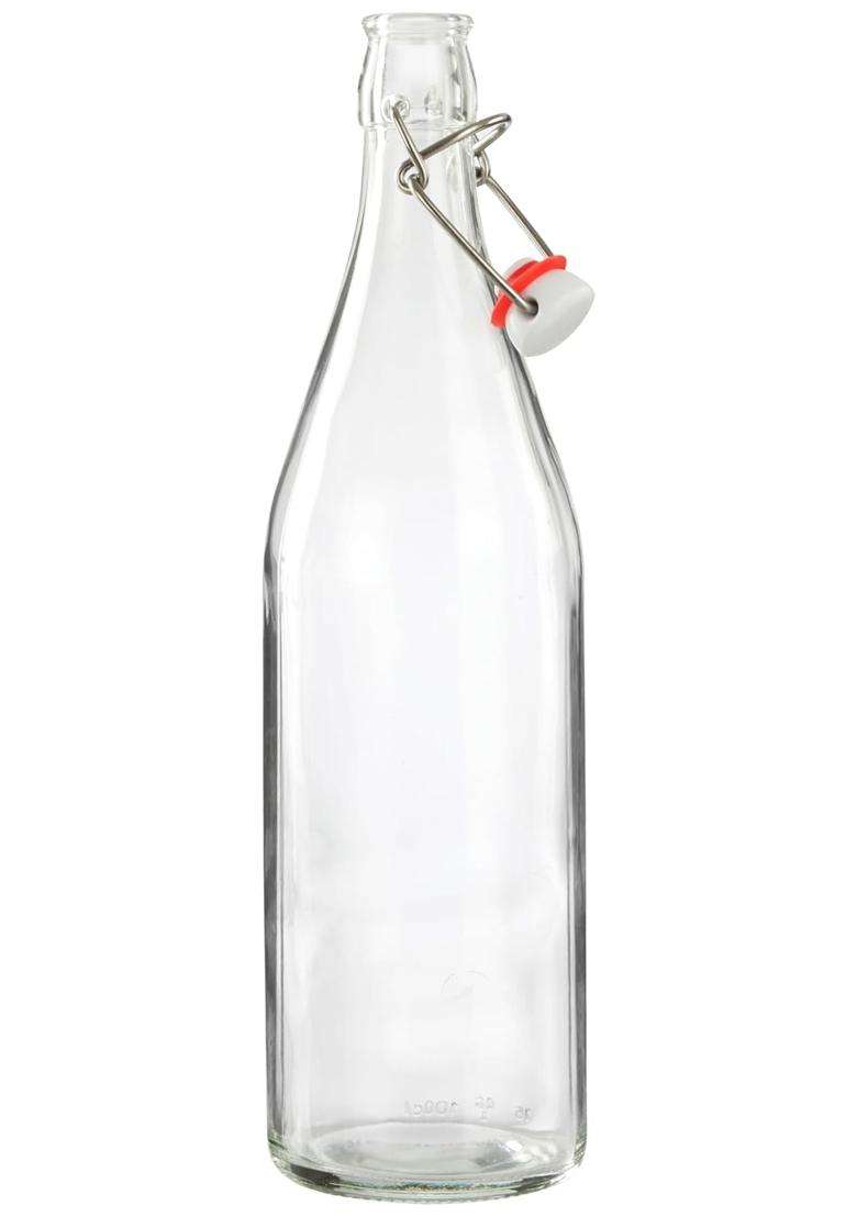 Solimo Amazon Brand Solimo Glass Water Bottle with Flip Top Cap for Water | 1000 ml | 33.8 fl oz | 3-Piece Set | Leak Proof - Indya