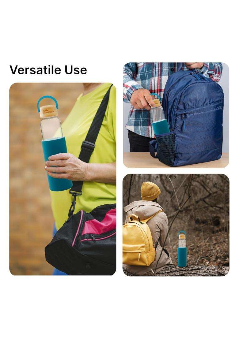 The Better Home Borosilicate Glass Water Bottle with Sleeve | 500 ml | 16.9 fl oz - Indya