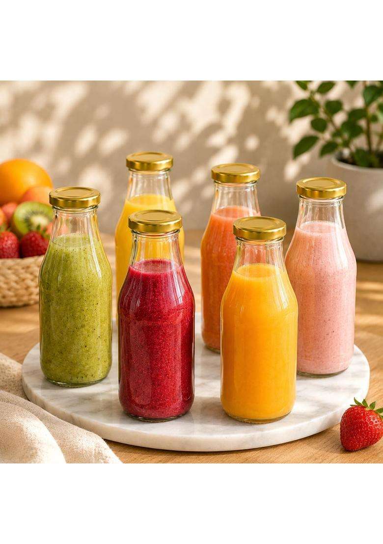 Pure Source India Glass Bottle | 300 ml | 10.1 fl oz | 6-Piece Set - Indya