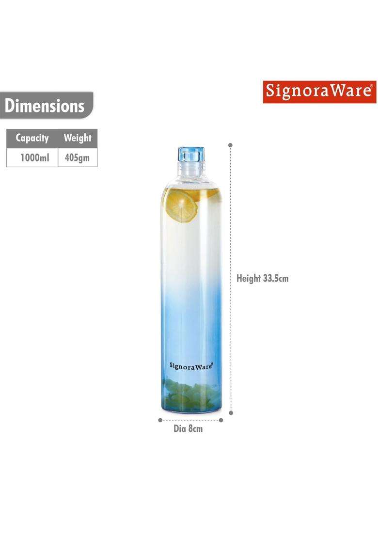 SIGNORA WARE SignoraWare Lavender Borosilicate Glass Bottle | 1 L | 1.1 Qt | Dishwasher Safe | Leak Proof - Indya