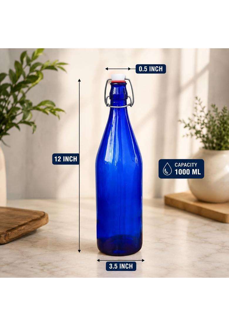 Pure Source India Glass Water Bottle Airtight | 1000 ml | 33.8 fl oz | 2-Piece Set - Indya
