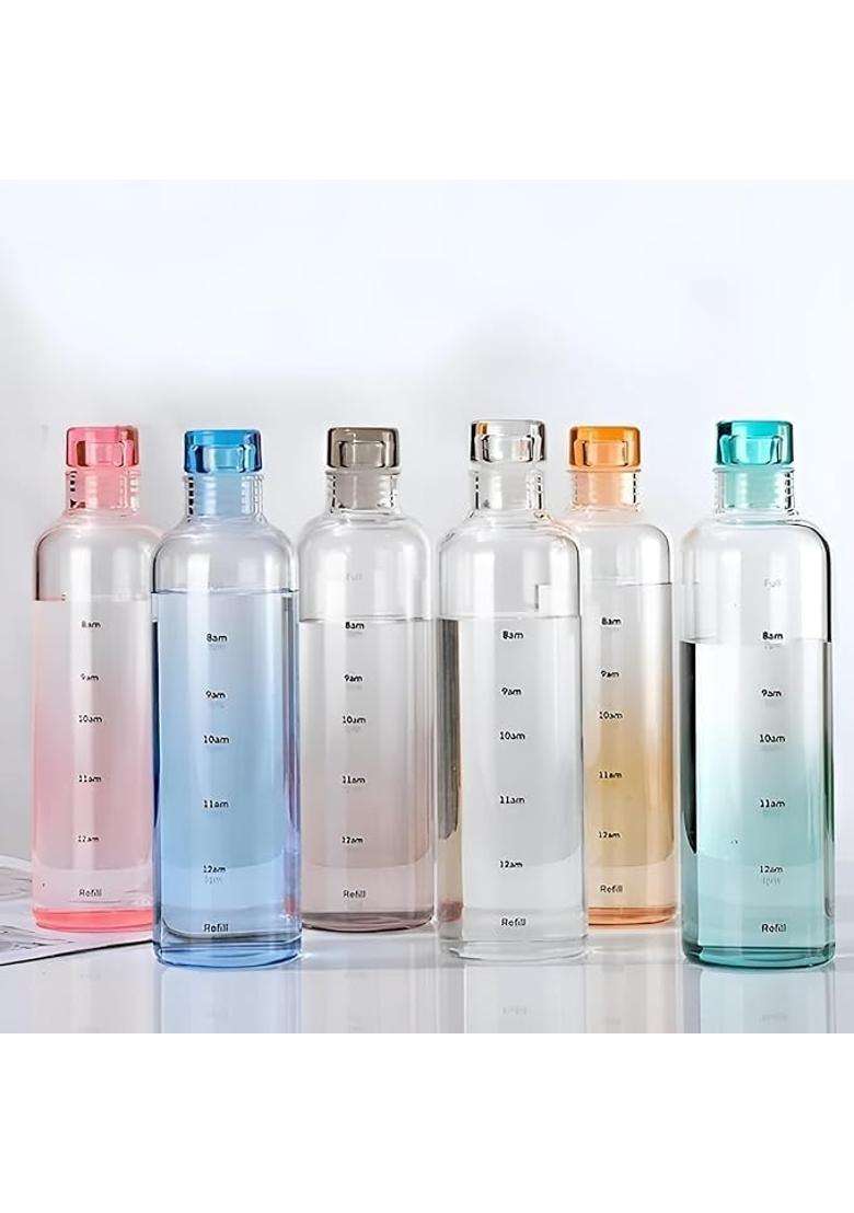 PrimeWorld Borosilicate Glass Water Bottle | 1000 ml | 33.8 fl oz | 6-Piece Set | Leak Proof - Indya
