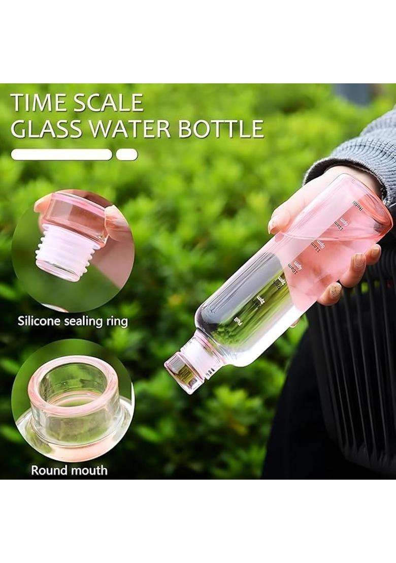 PrimeWorld Borosilicate Glass Water Bottle | 1000 ml | 33.8 fl oz | 6-Piece Set | Leak Proof - Indya