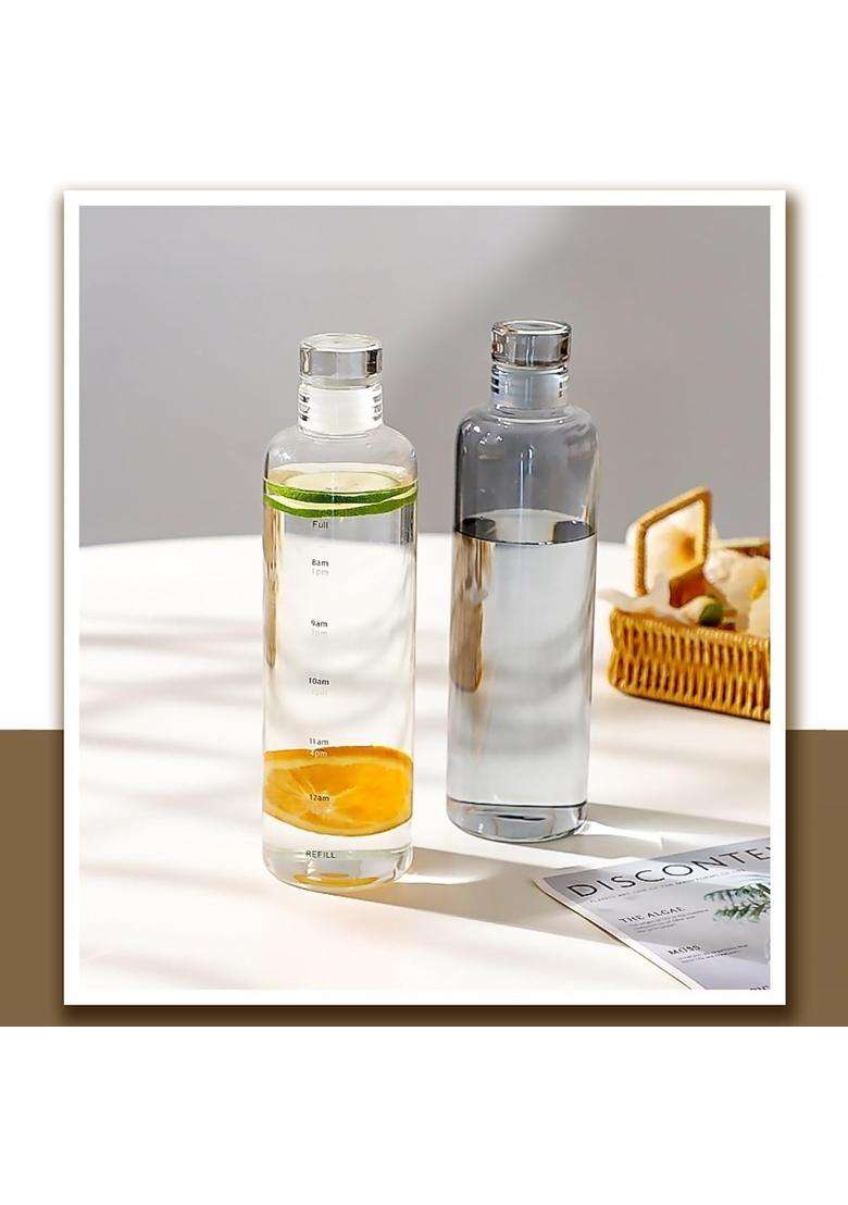 PrimeWorld Borosilicate Glass Water Bottle | 1000 ml | 33.8 fl oz | 6-Piece Set | Leak Proof - Indya