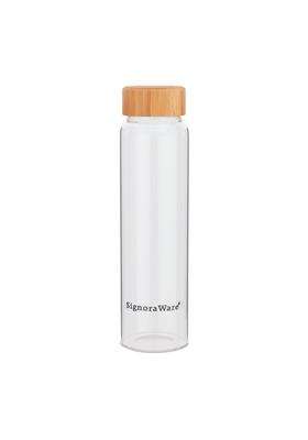 SIGNORA WARE SignoraWare Bamboo Borosilicate Glass Water Bottle with Screw Cap | 1 L | 1.1 Qt