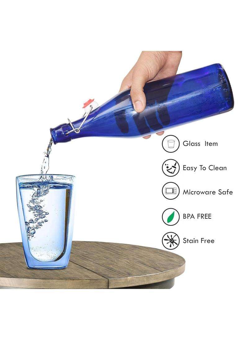 Pure Source India Glass Water Bottle Airtight | 1000 ml | 33.8 fl oz - Indya