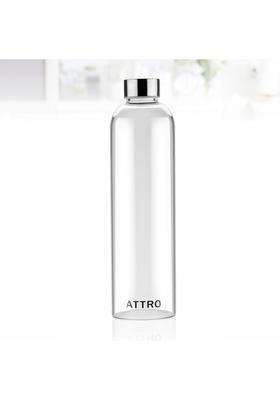 ATTRO Glassox Cleara High Borosilicate Screw Glass Bottle with Stainless Steel Lid | 1000 ml | 33.8 fl oz | Leak Proof