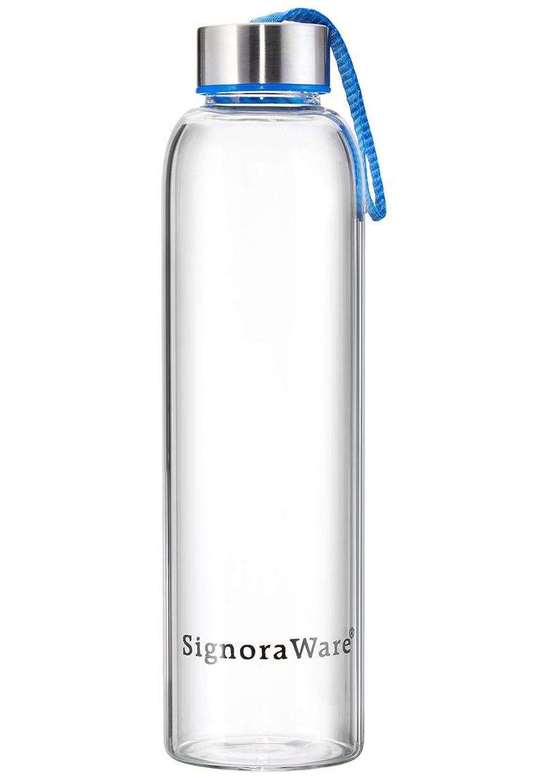 SIGNORA WARE Signoraware Aqua Star Borosilicate Glass Bottle | 550 ml | 18.6 fl oz | Leak Proof - Indya