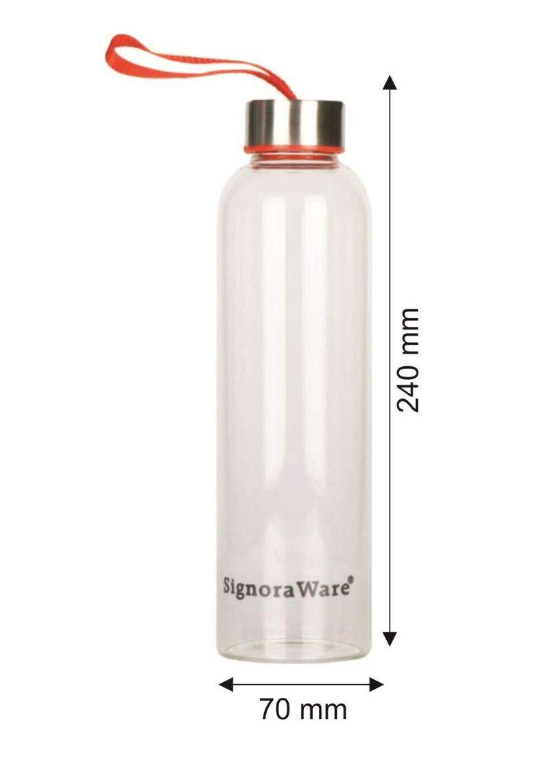 SIGNORA WARE Signoraware Aqua Star Borosilicate Glass Bottle | 550 ml | 18.6 fl oz | Leak Proof - Indya