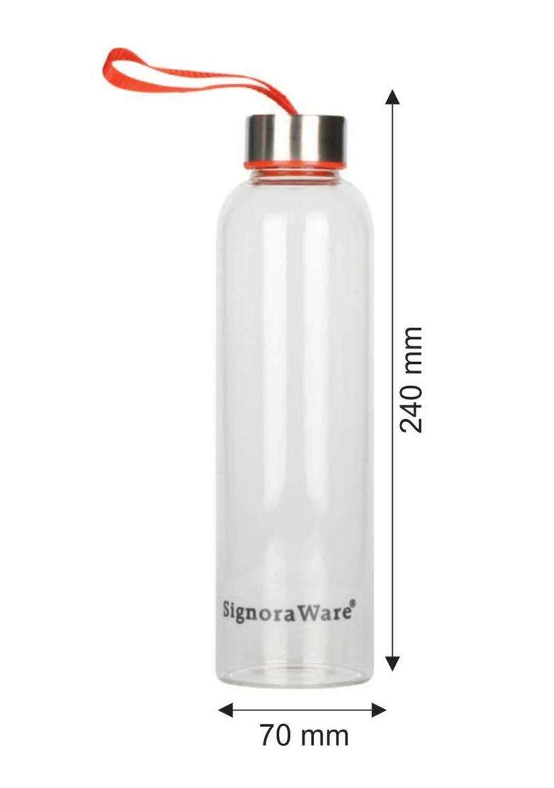 SIGNORA WARE Signoraware Aqua Star Borosilicate Glass Bottle | 550 ml | 18.6 fl oz | Leak Proof - Indya