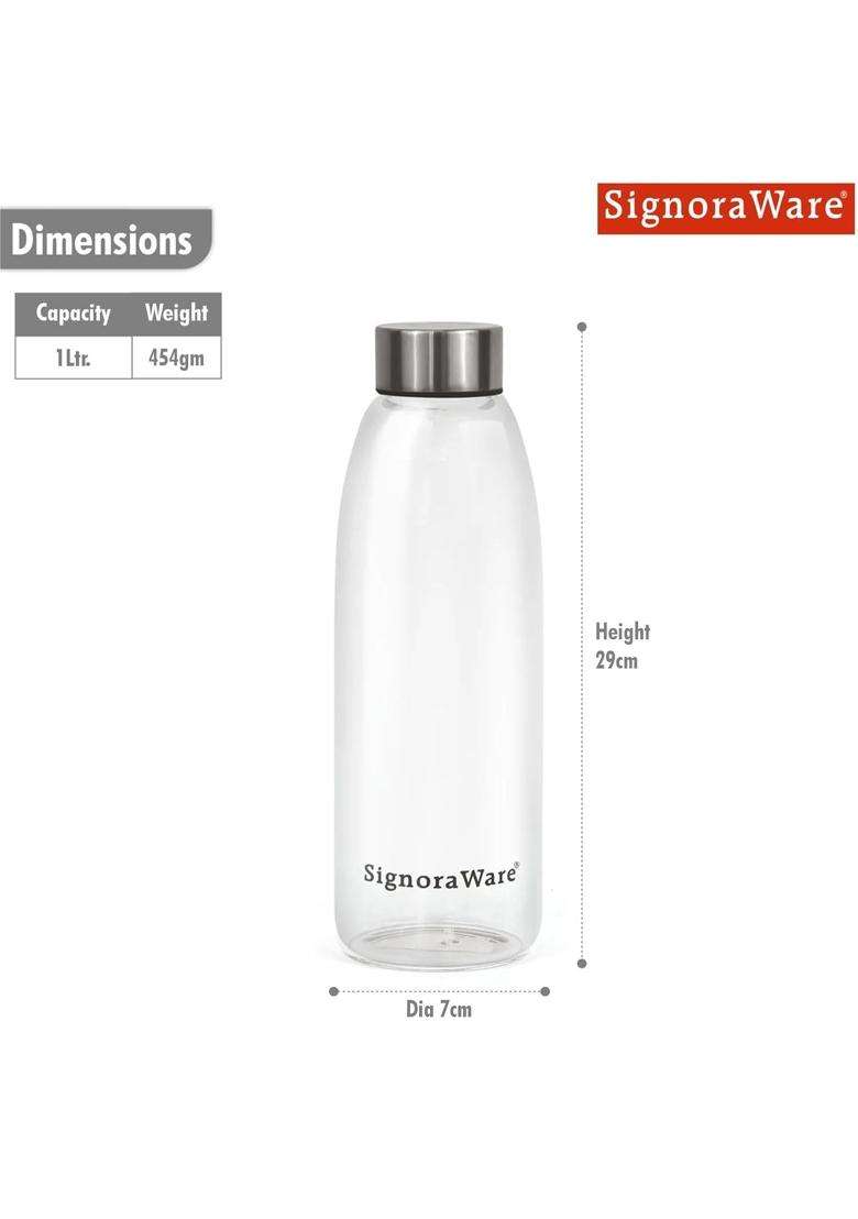 SIGNORA WARE Signoraware Frost Fire Borosilicate Glass Bottle | 1 L | 1.1 Qt | Leak Proof - Indya