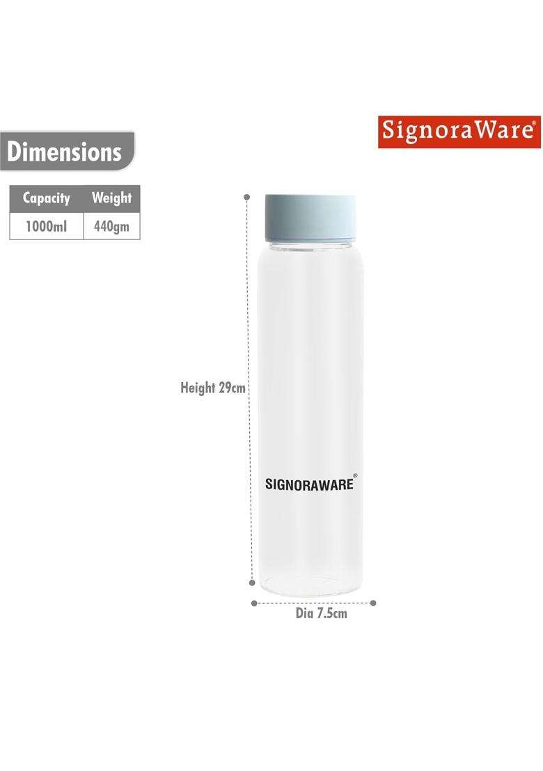 SIGNORA WARE Signoraware Cool Stream Borosilicate Glass Bottle | 1 L | 1.1 Qt | Leak Proof - Indya