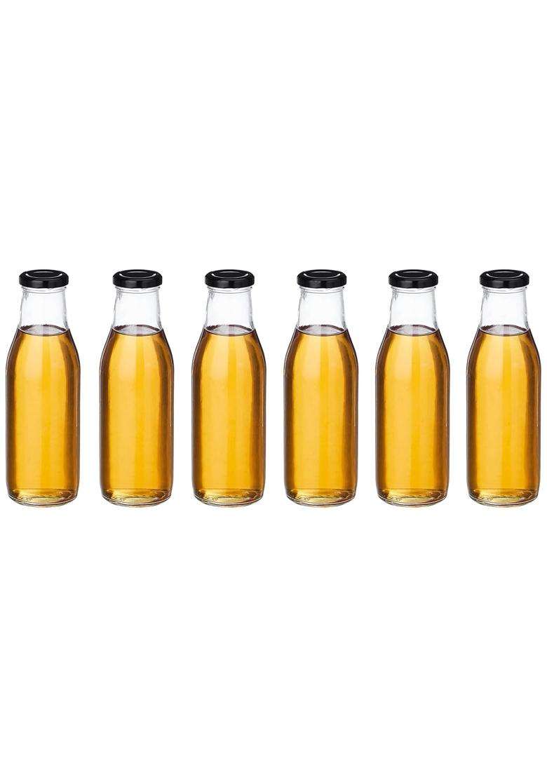 Solimo Amazon Brand Solimo Glass Bottle with Airtight Cap | 500 ml | 16.9 fl oz | 6-Piece Set - Indya