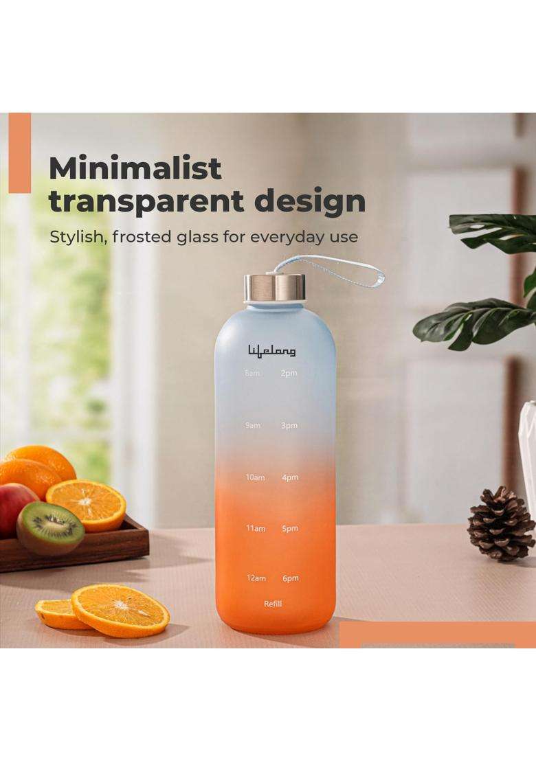 Lifelong Glass Water Bottle | 1000 ml | 33.8 fl oz | BPA Free - Indya