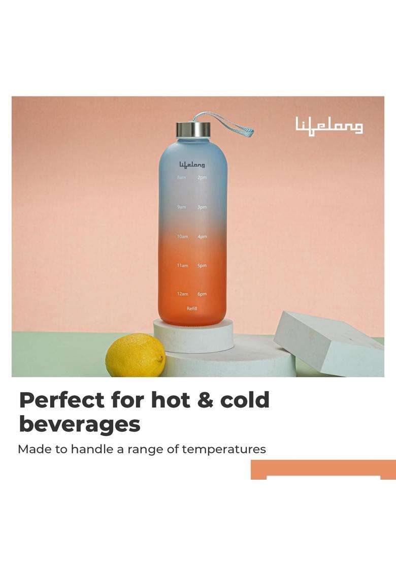 Lifelong Glass Water Bottle | 1000 ml | 33.8 fl oz | BPA Free - Indya
