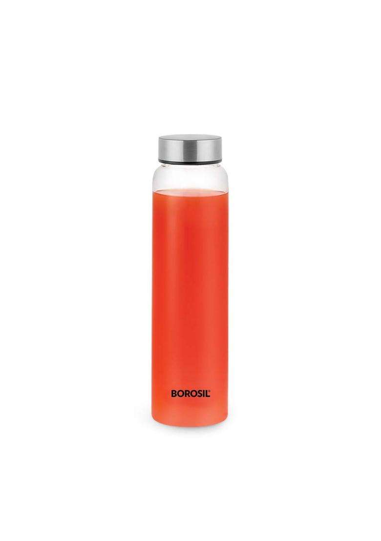 Borosil Crysto Stainless Steel Lid Wide Mouth Borosilicate Glass Water Bottle | 1 L | 1.1 Qt - Indya