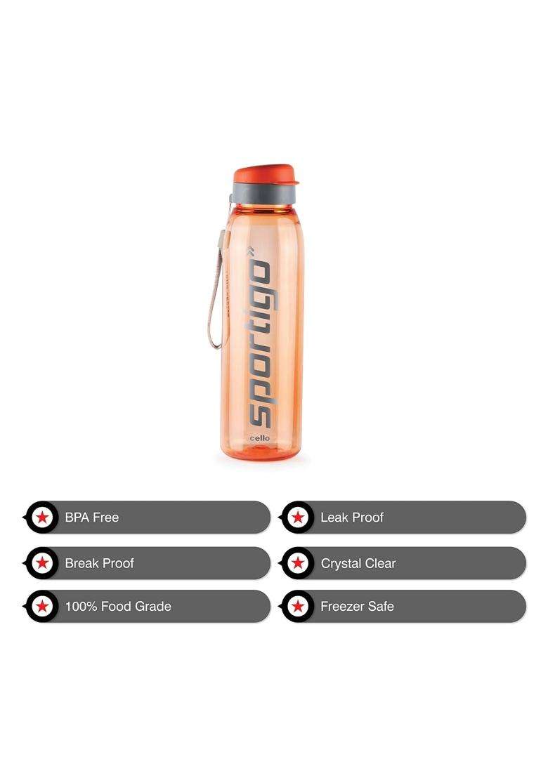 CELLO Plastic Bottle with Flip Top Lid | 1 L | 1.1 Qt | 2-Piece Set | Leak Proof - Indya