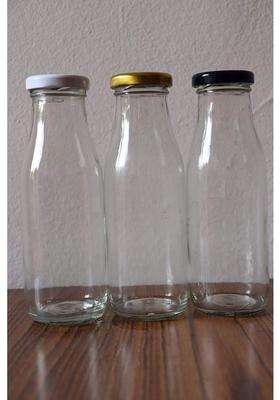 Pure Source India. Milk Water and Juice Glass Bottle with Air Tight Cap | 500 ml | 16.9 fl oz | 6-Piece Set