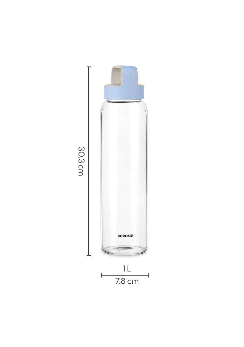 Borosil Crysto Borosilicate Glass Bottle | 1000 ml | 33.8 fl oz | Pack of 2 - Indya