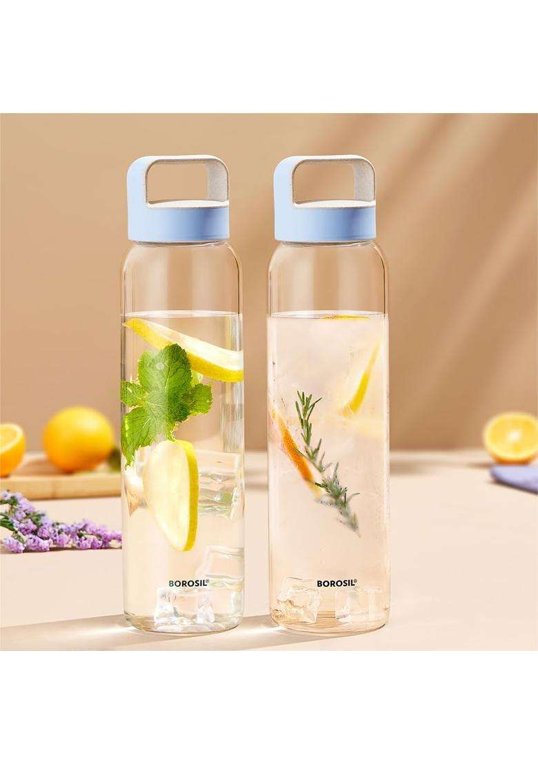 Borosil Crysto Borosilicate Glass Bottle | 1000 ml | 33.8 fl oz | Pack of 2 - Indya